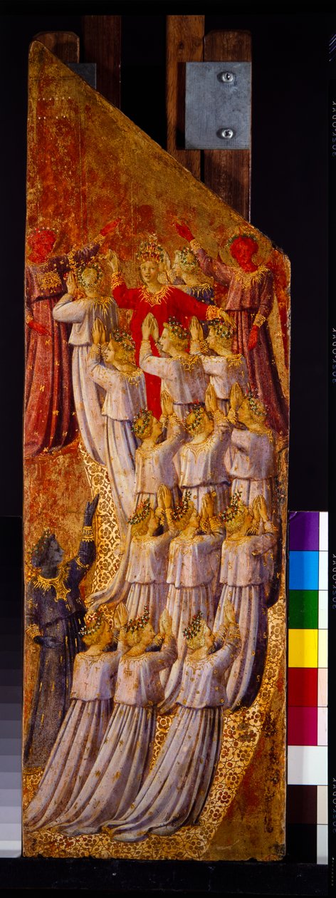 Zwei Panels vom Jüngsten Gericht, Aufstieg in den Himmel & Abstieg in die Hölle von Fra (c.1387 1455) Angelico