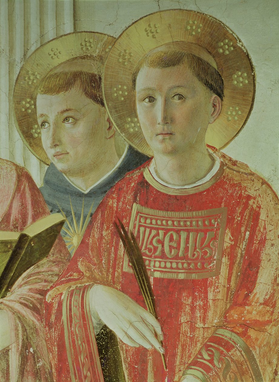 Madonna des Schattens, Detail von St. Thomas von Aquin und St. Laurentius, aus dem Korridor im ersten Stock von Fra Angelico