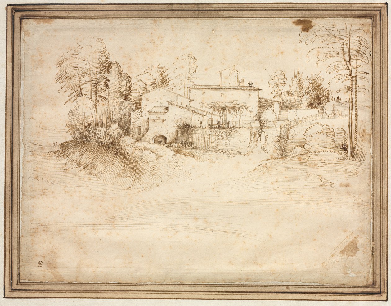 Bauernhaus am Hang eines Hügels, um 1508 von Fra Bartolommeo