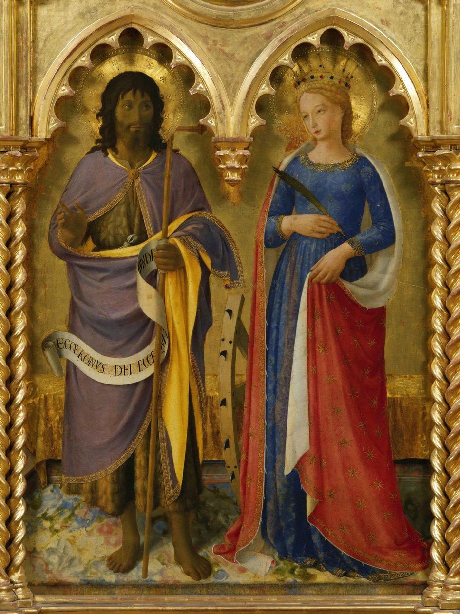 Johannes der Täufer und die heilige Katharina von Alexandria aus dem Perugia-Altarbild, ca. 1437 von Fra Giovanni Angelico da Fiesole