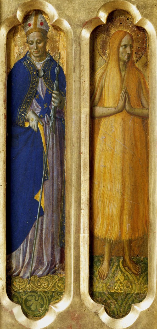 Heilige Ludwig von Toulouse und Maria von Ägypten vom Perugia-Altar, ca. 1437 von Fra Giovanni Angelico da Fiesole