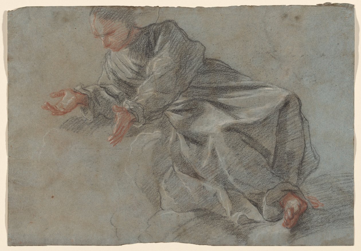 Ein Mönch sitzt mit ausgestreckten Armen [Studie für die Jungfrau in der Vision des seligen Felice da Cantalice] von Fra Semplice da Verona