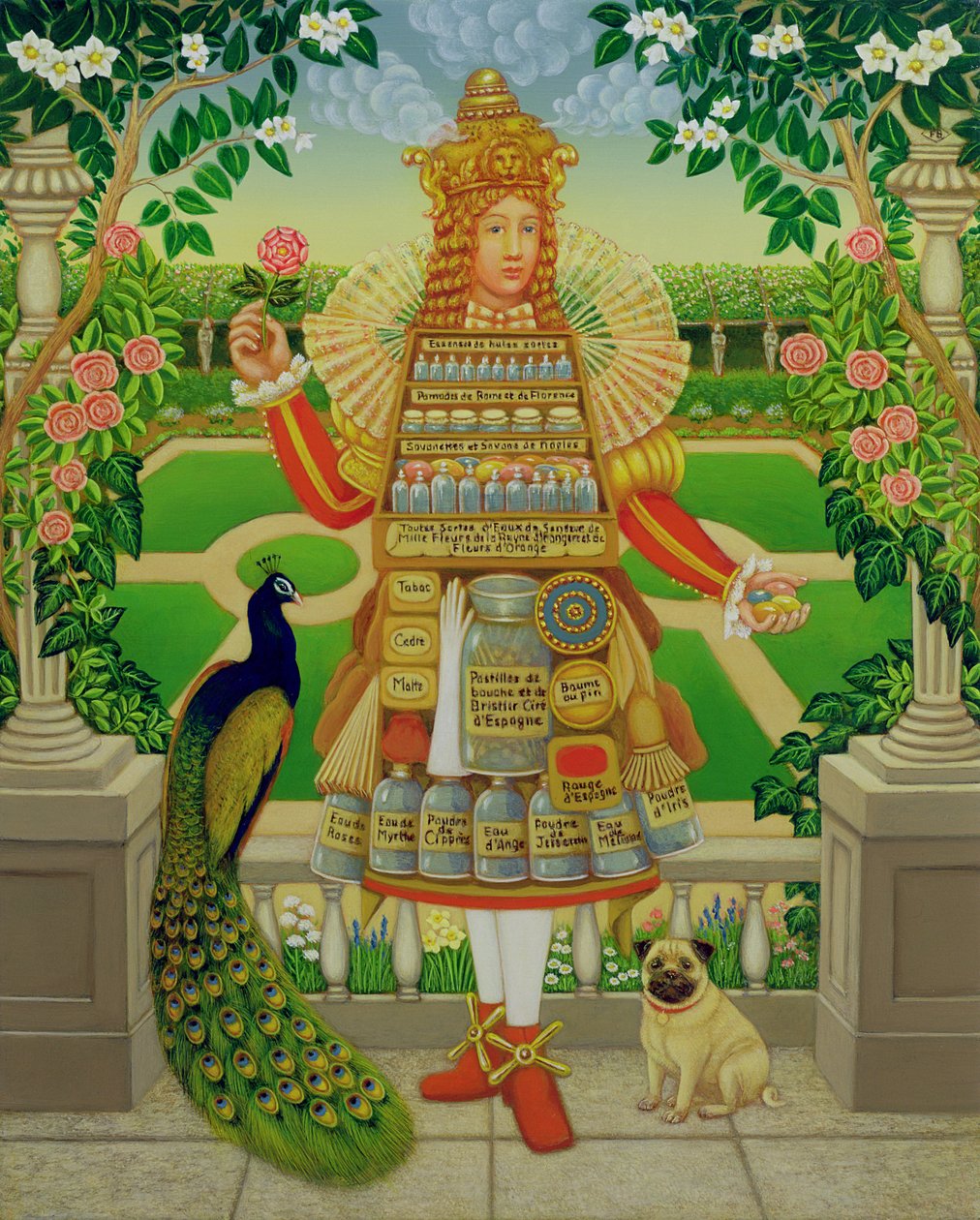 Der Garten der Parfümeure, 1998 (Öl & Tempera auf Holz) von Frances Broomfield