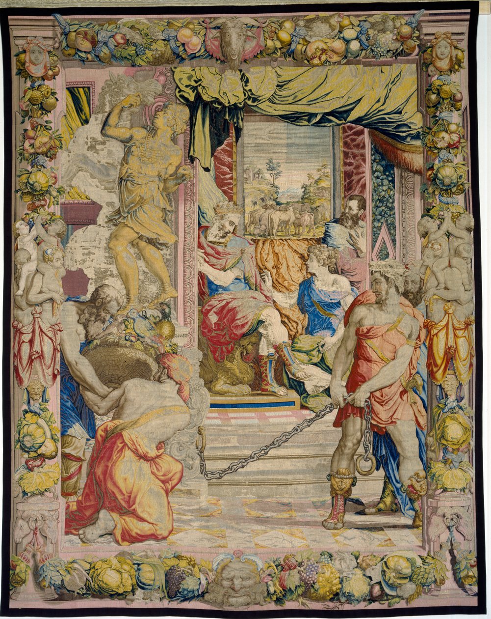 Joseph erklärt dem Pharao seinen Traum von den fetten und mageren Kühen, aus der Sala dei Dugento, 1546-53 von Francesco and Karcher, N Salviati