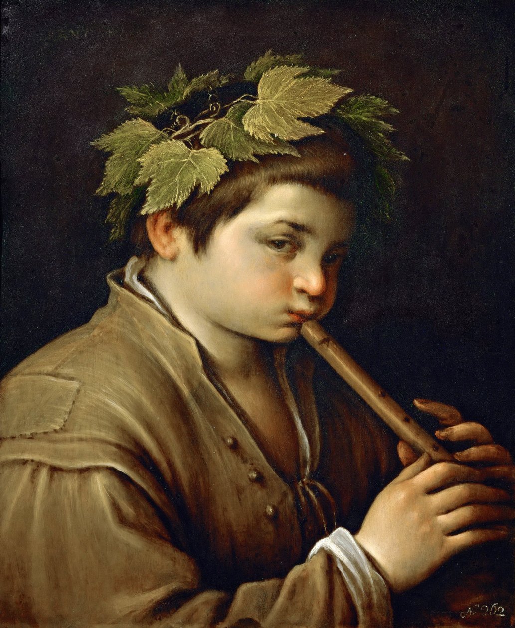 Junge, der Flöte spielt von Francesco Bassano