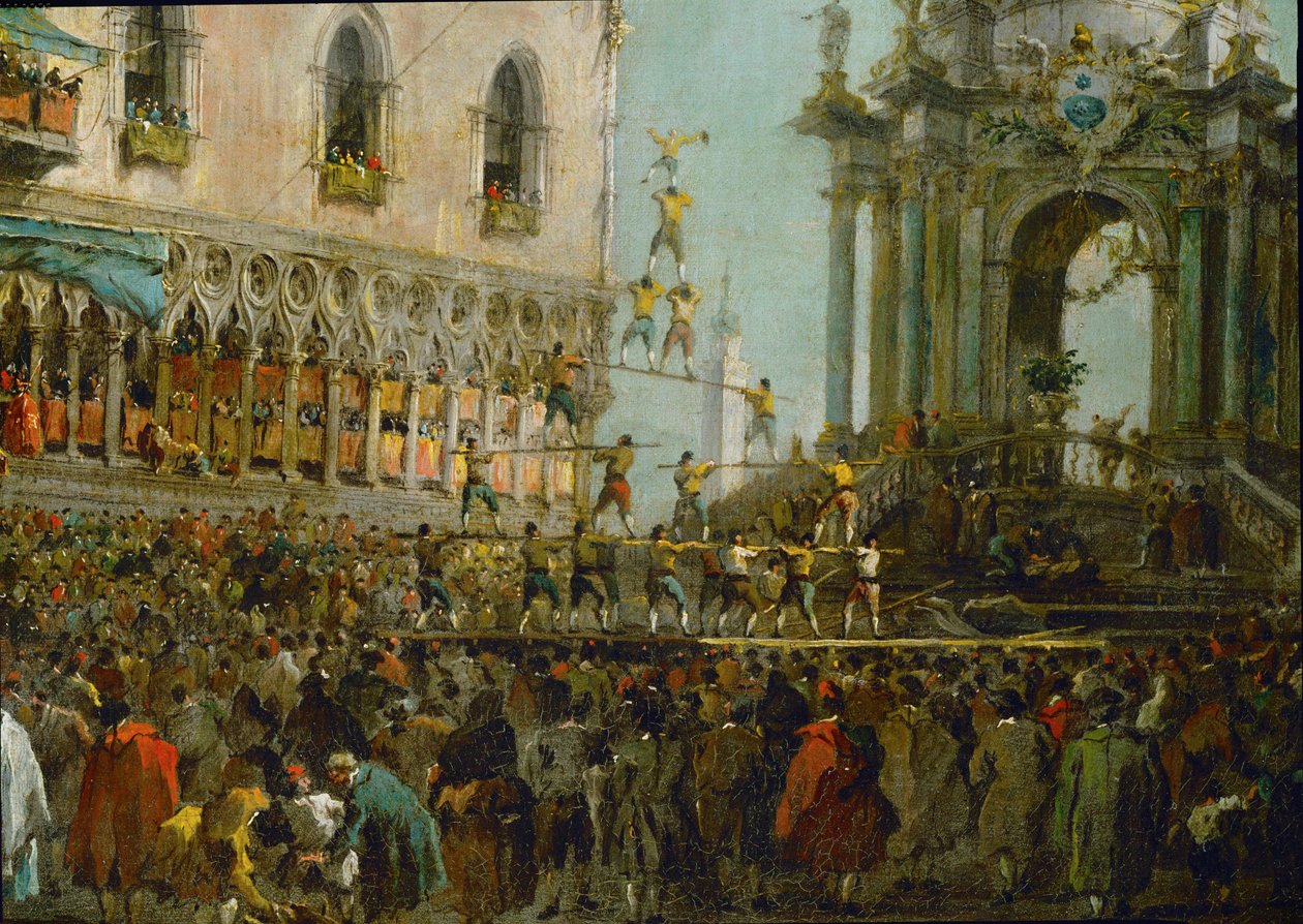 Das Fest des Gründonnerstags in Venedig: Equilibristen von Francesco (circle of) Guardi