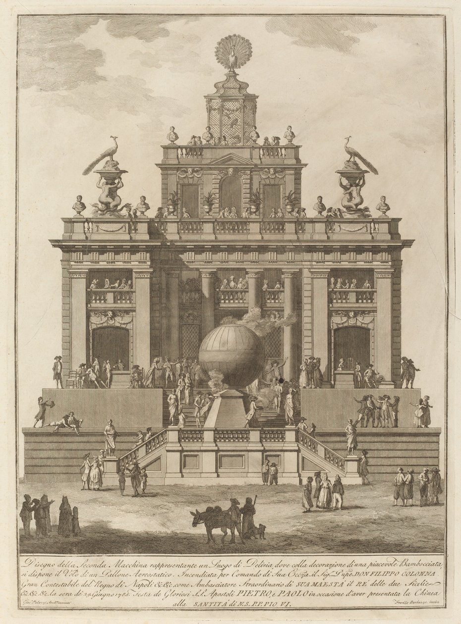 Ein Ort der Freude mit einem Luftballon, für das Chinea-Festival, 1785 von Francesco Barbazza