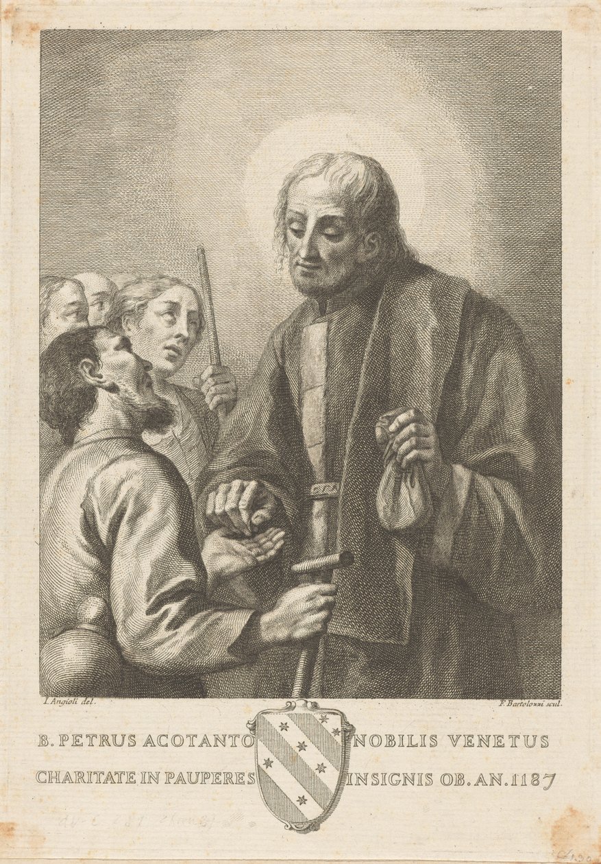 B. Petrus Acotanto Nobilis Venetus Charitate in Pauperes Insinis Ob. An 1187 von Francesco Bartolozzi