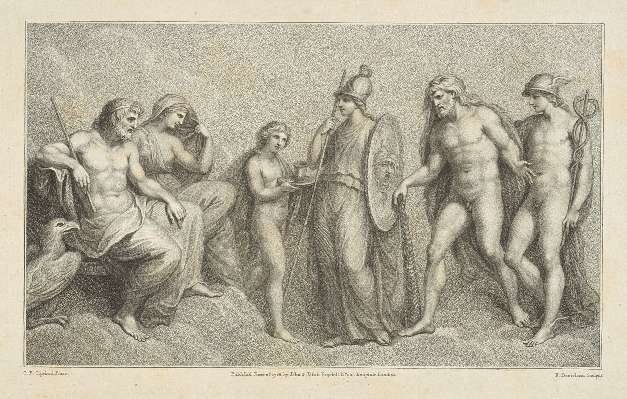 Herkules wird Jupiter und Juno vorgestellt von Francesco Bartolozzi