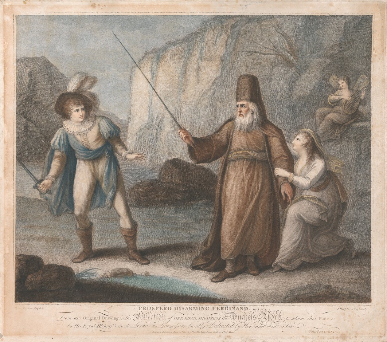 Prospero entwaffnet Ferdinand, Akt I, Szene II von Francesco Bartolozzi