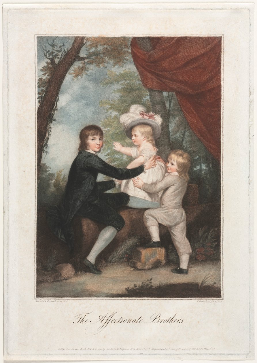 Die liebevollen Brüder Die Lammkinder, 1791 von Francesco Bartolozzi