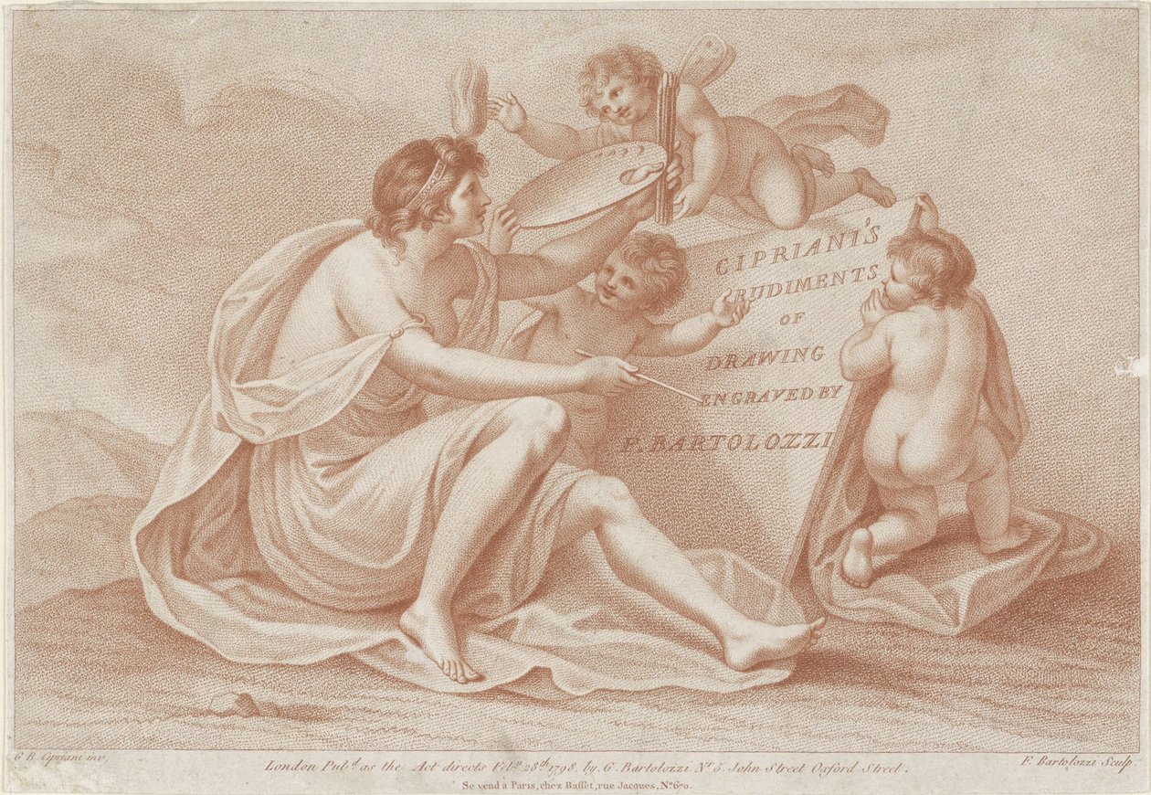 Titelblatt mit Personifikation der Malerei von Francesco Bartolozzi