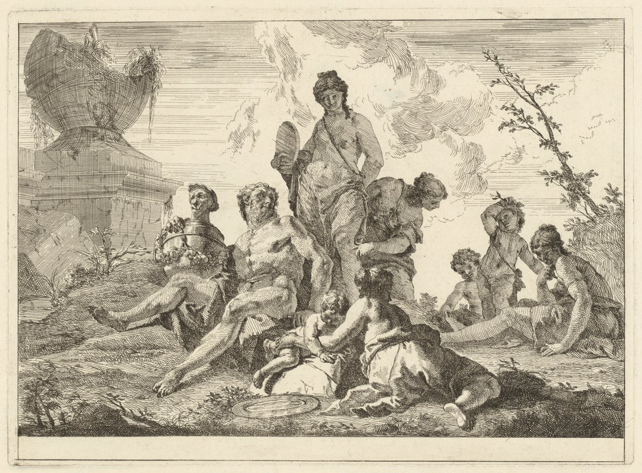 Venus und Vulkan mit drei Nymphen und drei Cupidos von Francesco Fontebasso