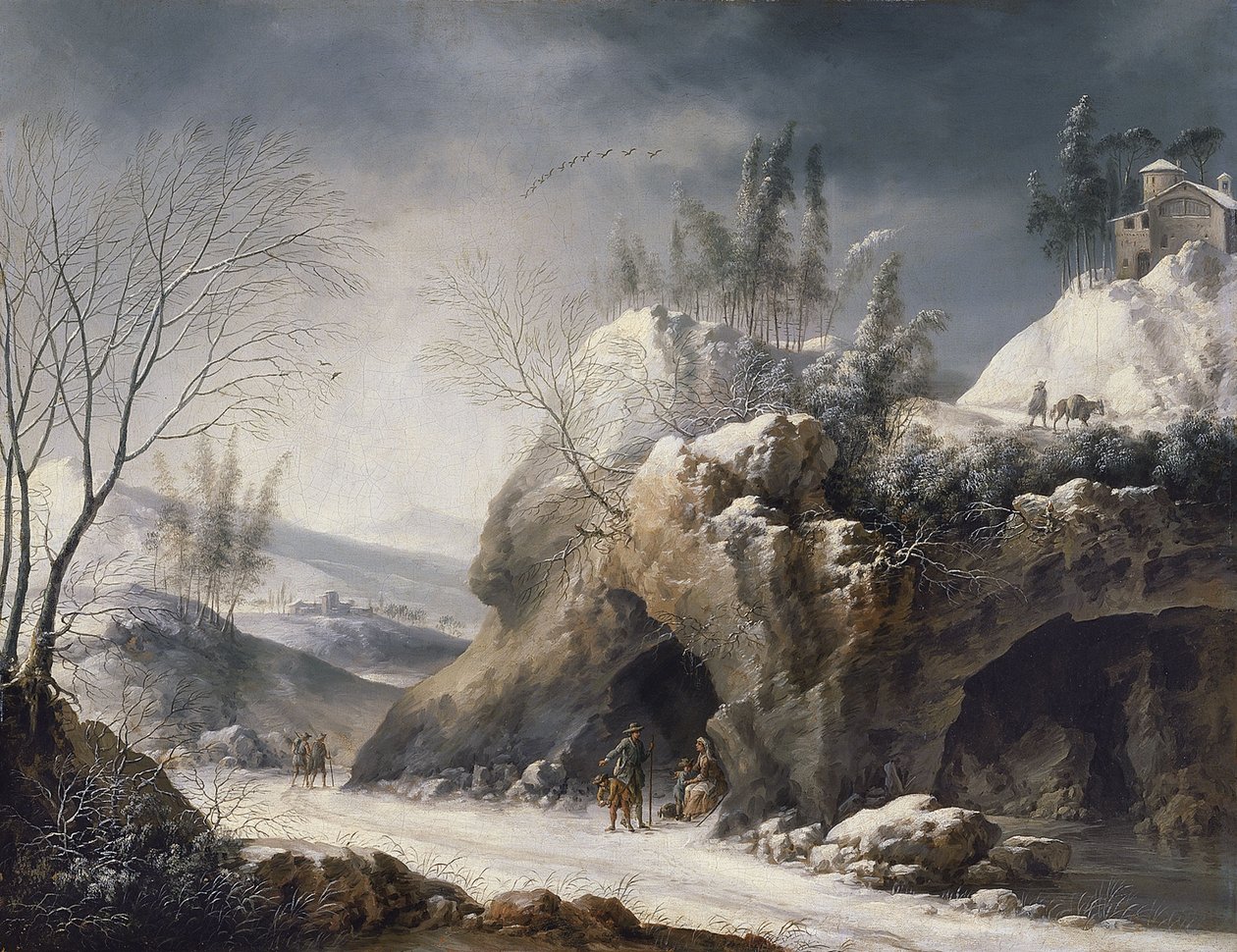Winterlandschaft mit einer Bauernfamilie von Francesco Foschi