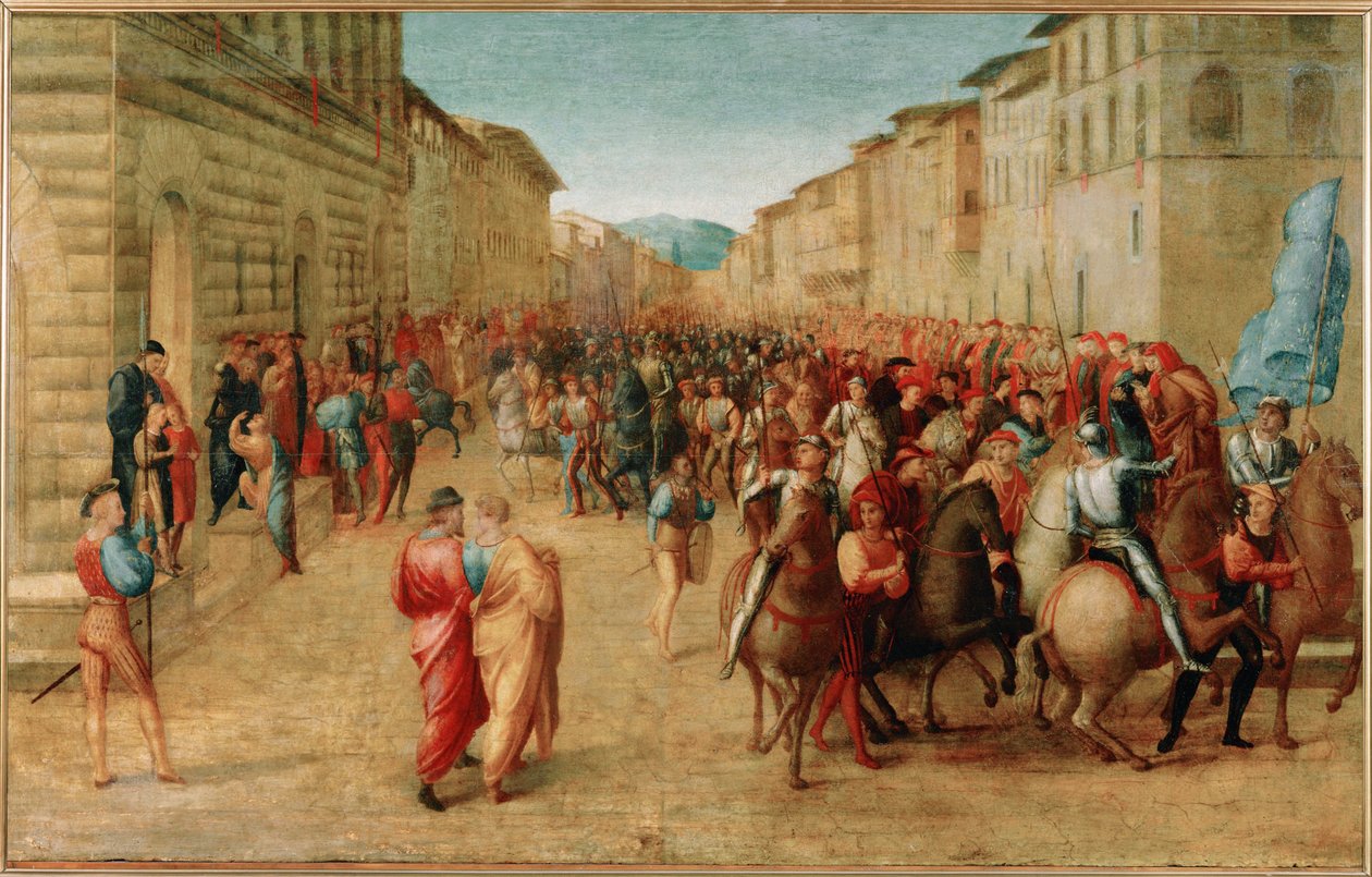 Einzug von König Karl VIII. von Frankreich in die Stadt Florenz von Francesco Granacci