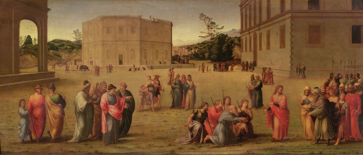 Joseph stellt seinen Vater und seine Brüder dem Pharao vor von Francesco Granacci