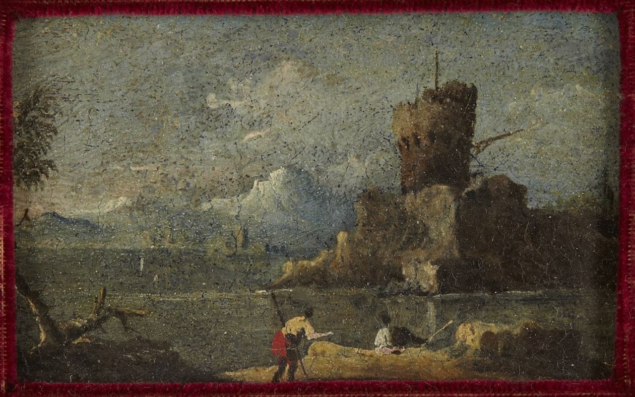 Küstenlandschaft mit Festung von Francesco Guardi