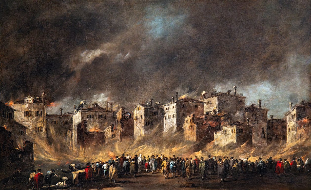Feuer in den Öllagern bei San Marcuola von Francesco Guardi