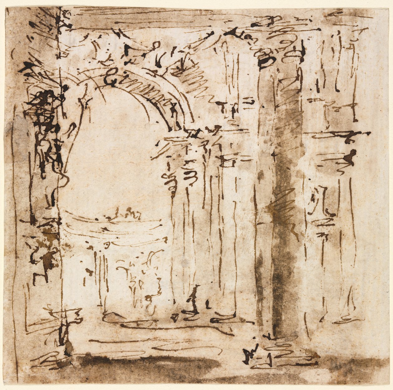 Paar von Zeichnungen: Skizze des Labyrinths der Villa Pisani und Piazza San Marco mit Dogenpalast von Francesco Guardi