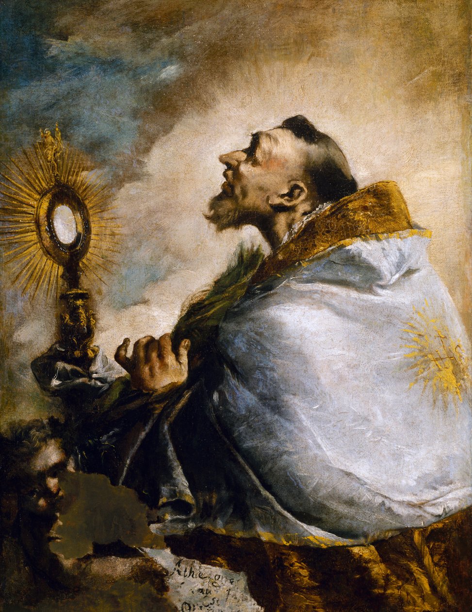 Heiliger in Anbetung der Heiligen Eucharistie oder Heiliger Norbert in Ekstase von Francesco Guardi