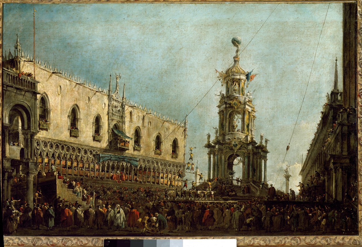 Der Doge von Venedig nimmt an den Fastnachtsfeiern auf der Piazzetta di San Marco teil von Francesco Guardi