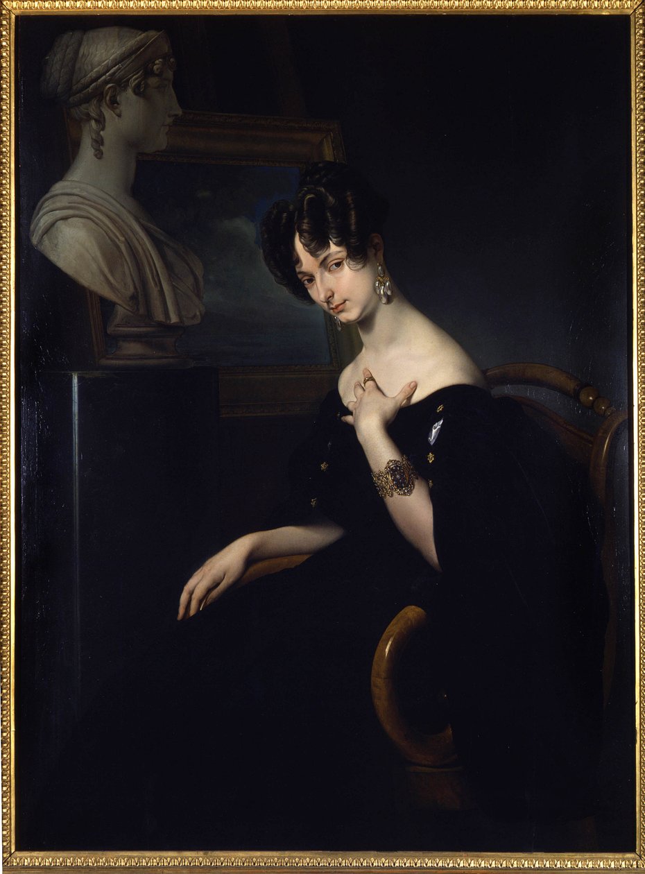 Porträt der Marquise Cristina Trivulzio, Prinzessin von Belgiojoso (Belgien) (1808-1871), italienische Patriotin und Schriftstellerin, Gemälde von Francesco Hayez. in Florenz, Italien von Francesco Hayez