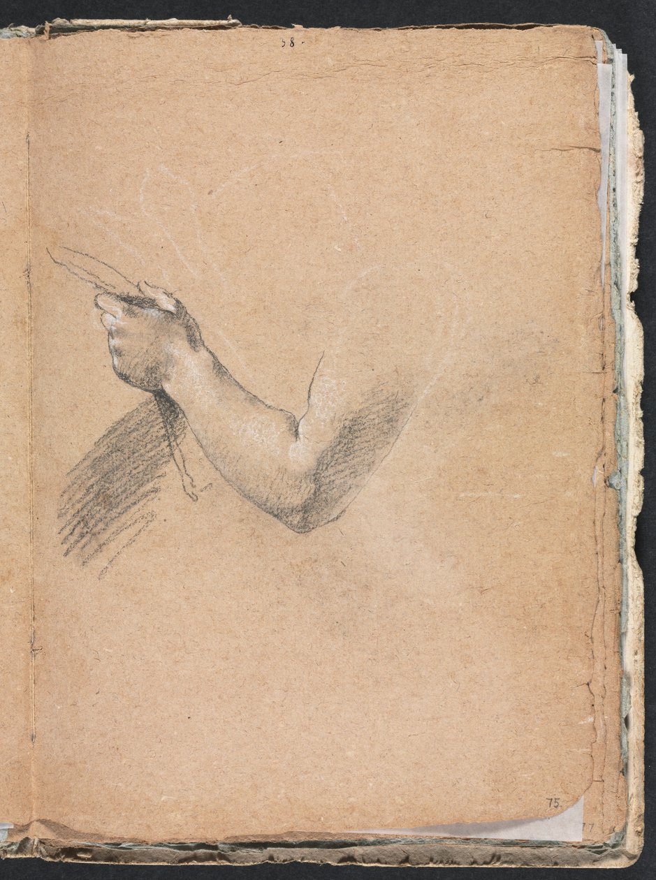 Verona-Skizzenbuch: Linker Arm und Hand, Seite 75, 1760 von Francesco Lorenzi