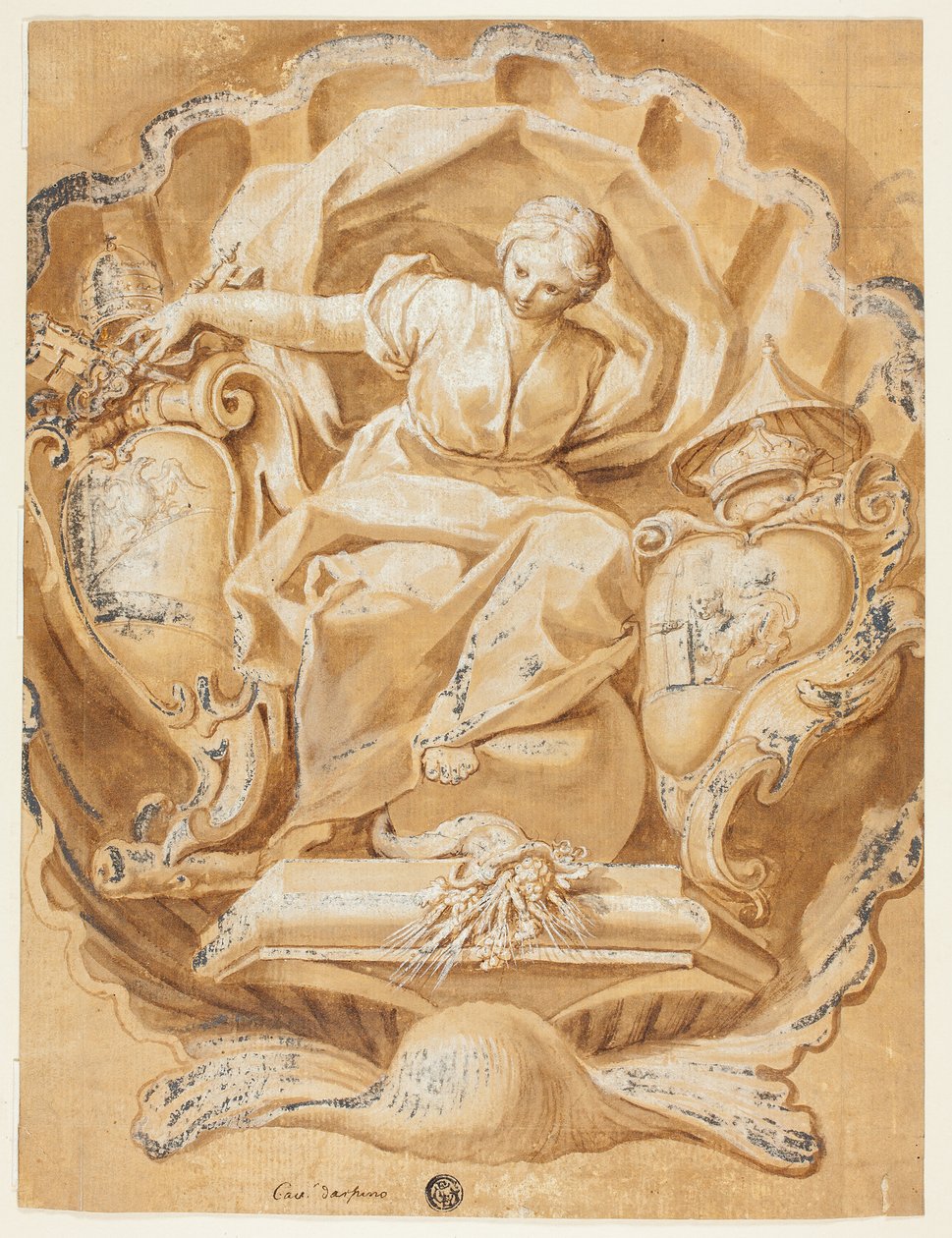 Allegorische Figur mit den Wappen von Alexander VIII (Ottoboni) und dem Papsttum von Francesco Mancini