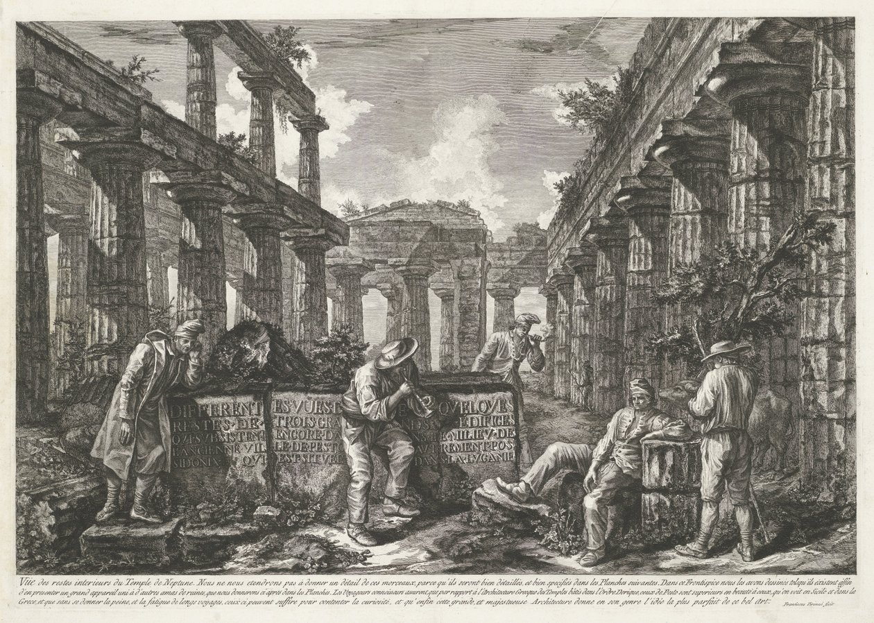 Titelblatt mit Resten des Tempels von Neptun in Paestum von Francesco Piranesi