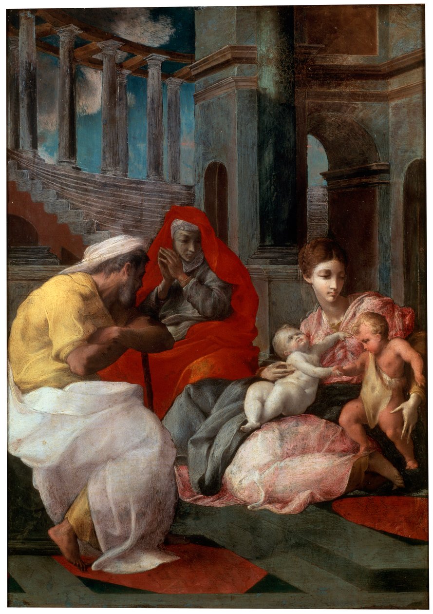 Die Heilige Familie mit Johannes dem Täufer und der Heiligen Elisabeth, 1541 von Francesco Primaticcio