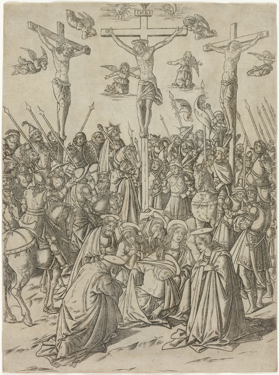 Die Kreuzigung mit den zwei Dieben, Platte zehn aus dem Leben der Jungfrau und Christus von Francesco Rosselli