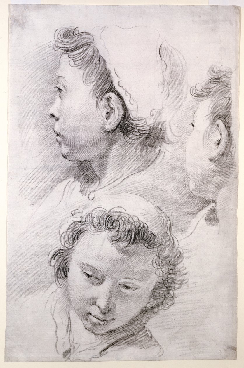 Drei Studien des Kopfes eines Jugendlichen von Francesco Salvator Fontebasso