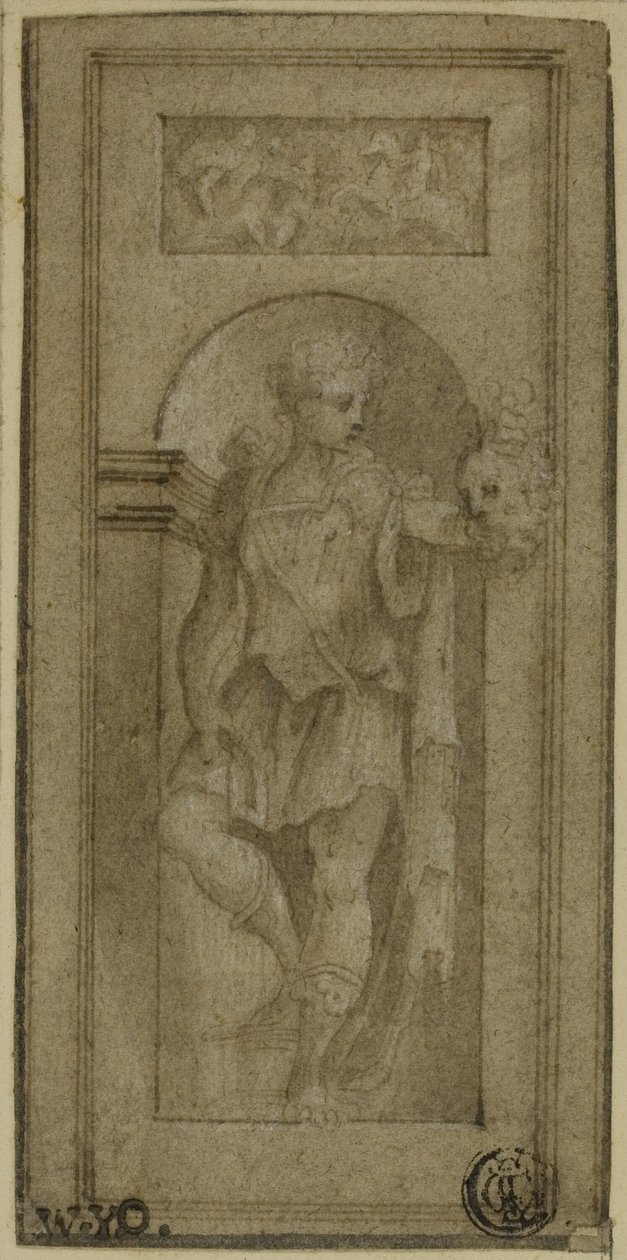 Nischenstatue von David mit dem Kopf von Goliath von Francesco Salviati