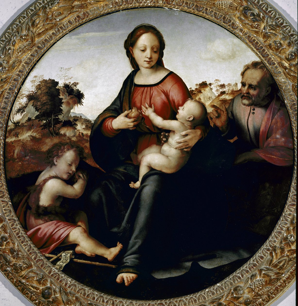 Heilige Familie mit dem kleinen Johannes dem Täufer von Francesco di Cristofano Franciabigio