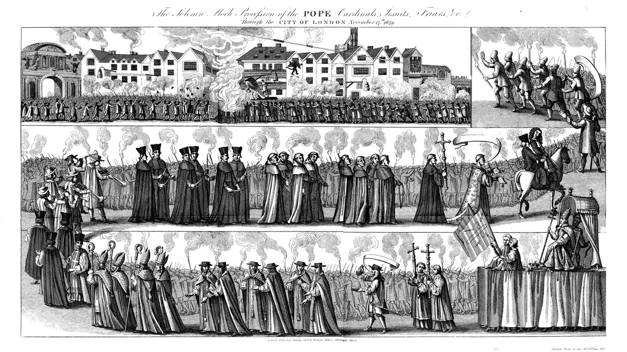 Die feierliche Spottprozession des Papstes von Francis Barlow