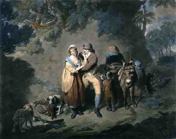 Der verliebte Jäger, graviert von Charles Hodges (1764-1837), veröffentlicht von J.R. Smith von Francis (after) Wheatley