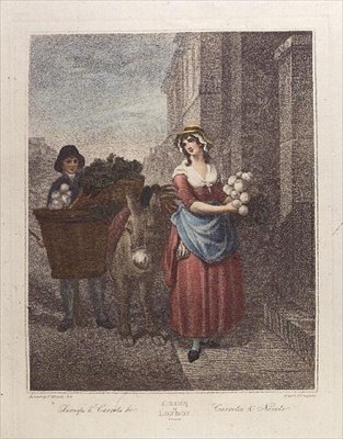 Rüben und Karotten Ho, Tafel 13 aus den "Cries of London" von Francis (after) Wheatley