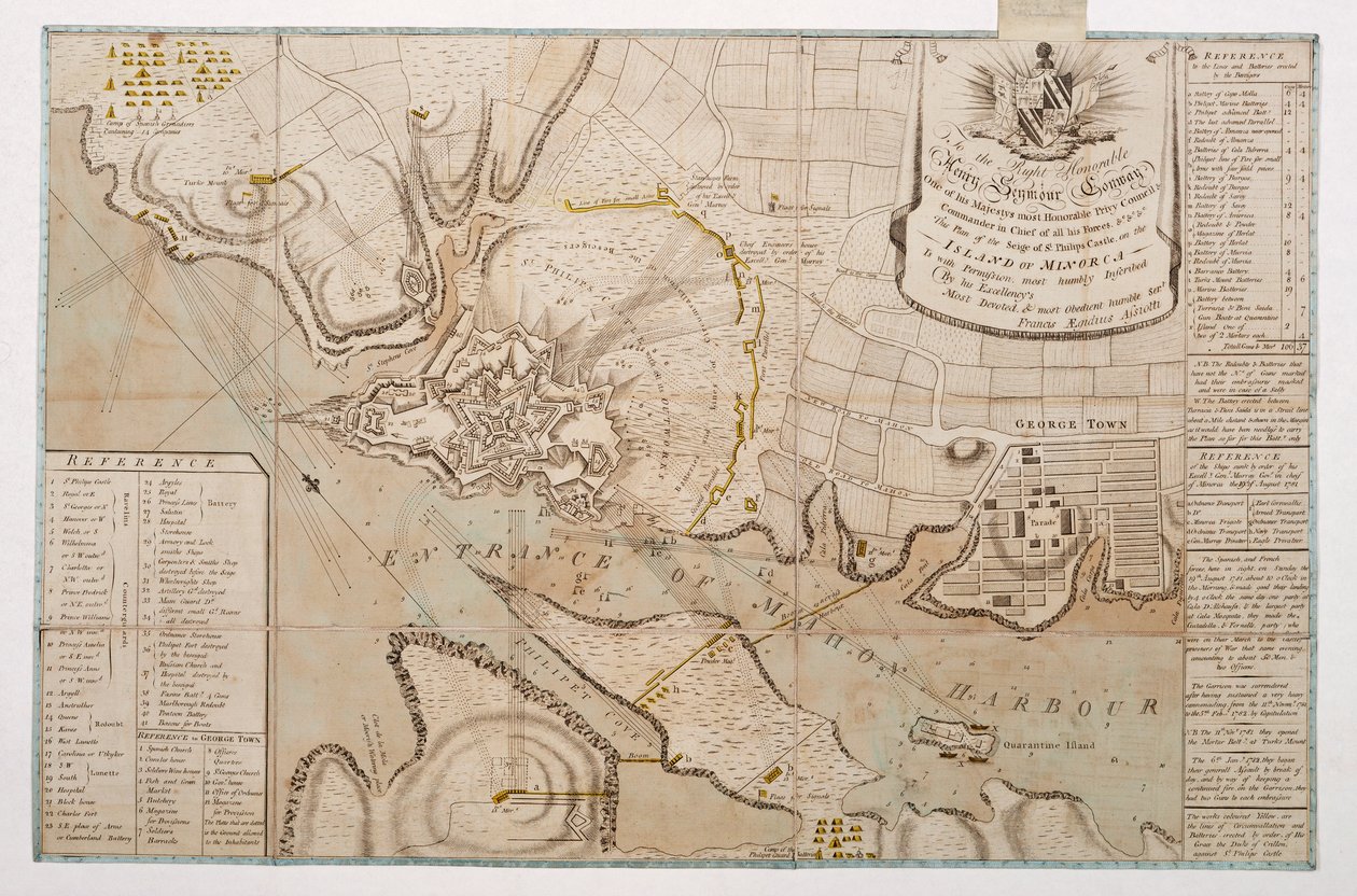 Plan der Belagerung von St. Philips Castle, auf der Insel Menorca von Francis Aegidius Assiotti