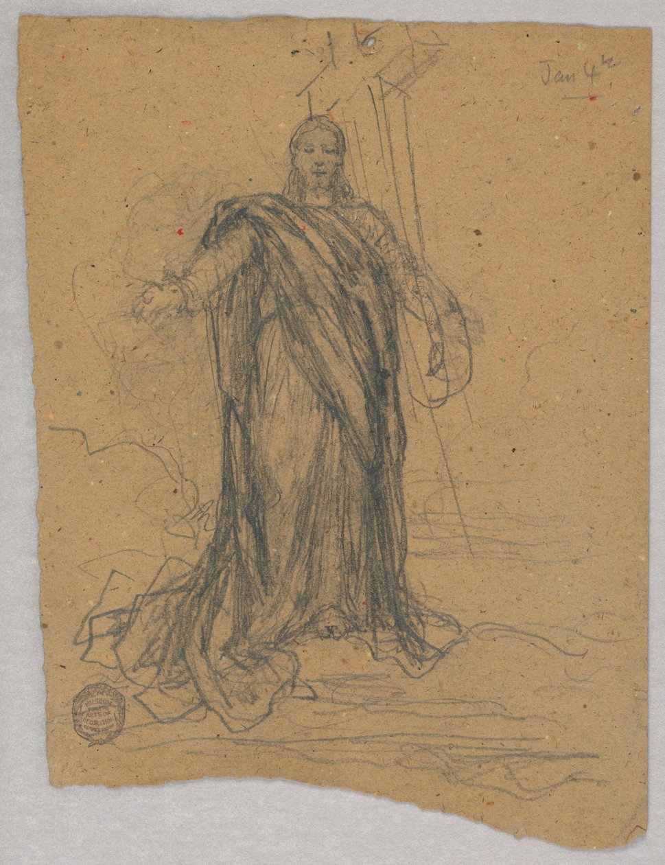 Skizze für die zentrale Figur in der Himmelfahrt von Francis Augustus Lathrop