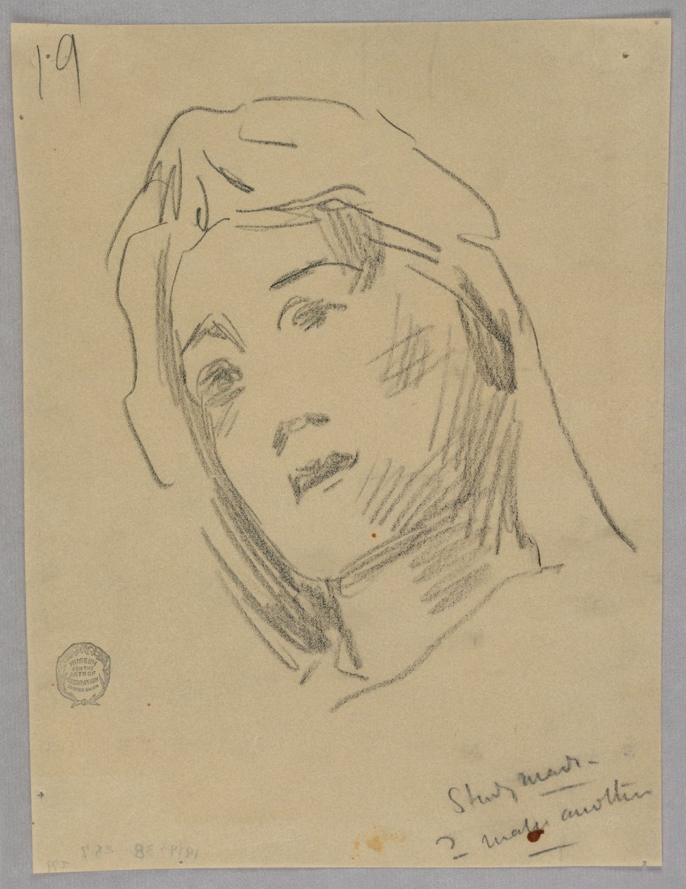 Skizze eines Frauenkopfes von Francis Augustus Lathrop
