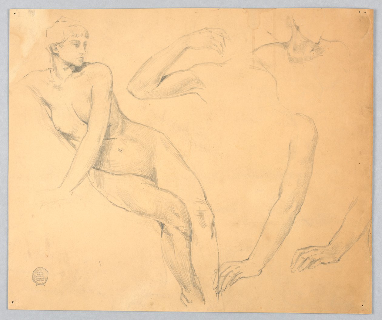 Skizzen eines weiblichen Aktes und Arme von Francis Augustus Lathrop