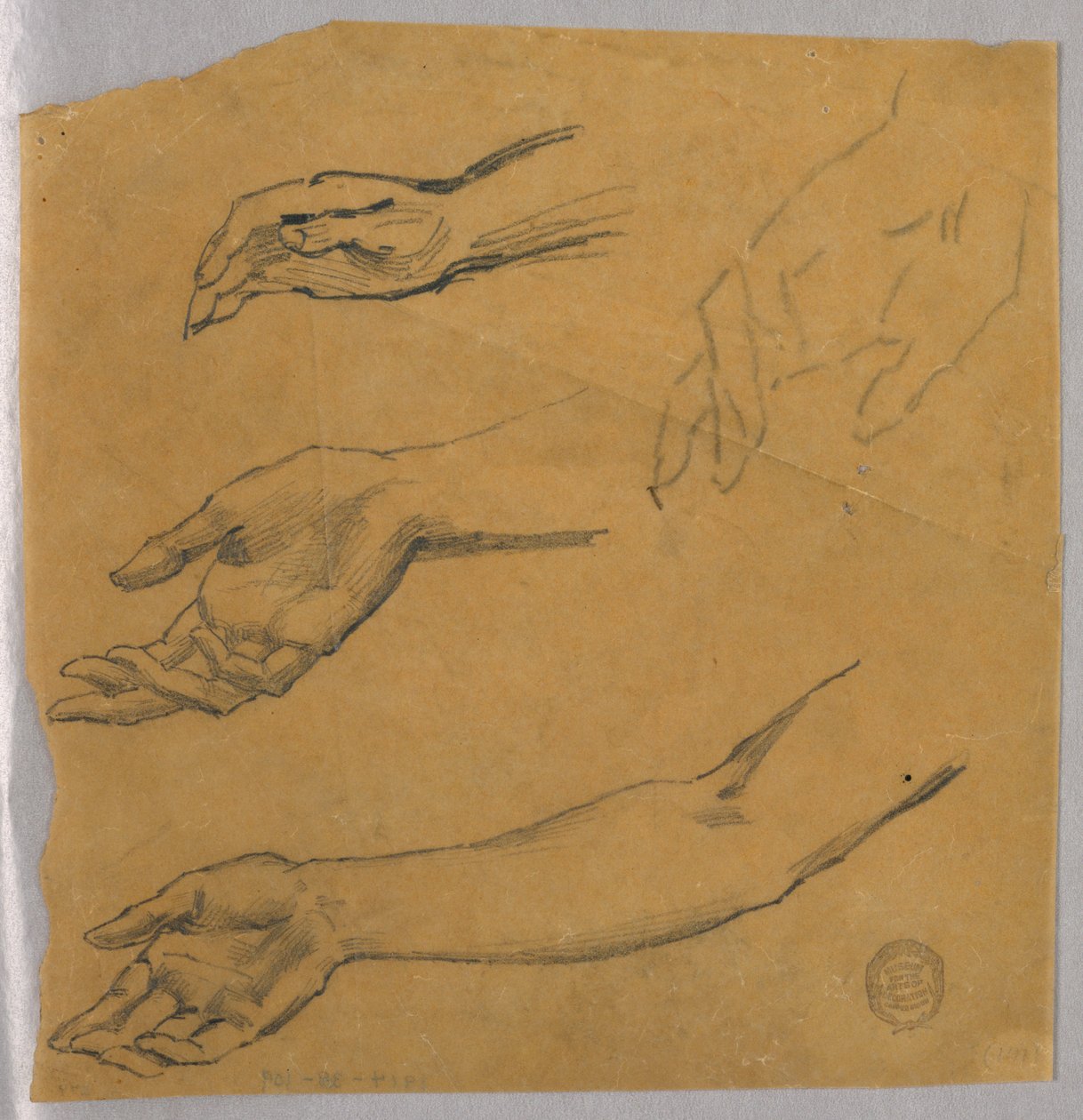 Drei Studien einer Hand und eines Arms von Francis Augustus Lathrop