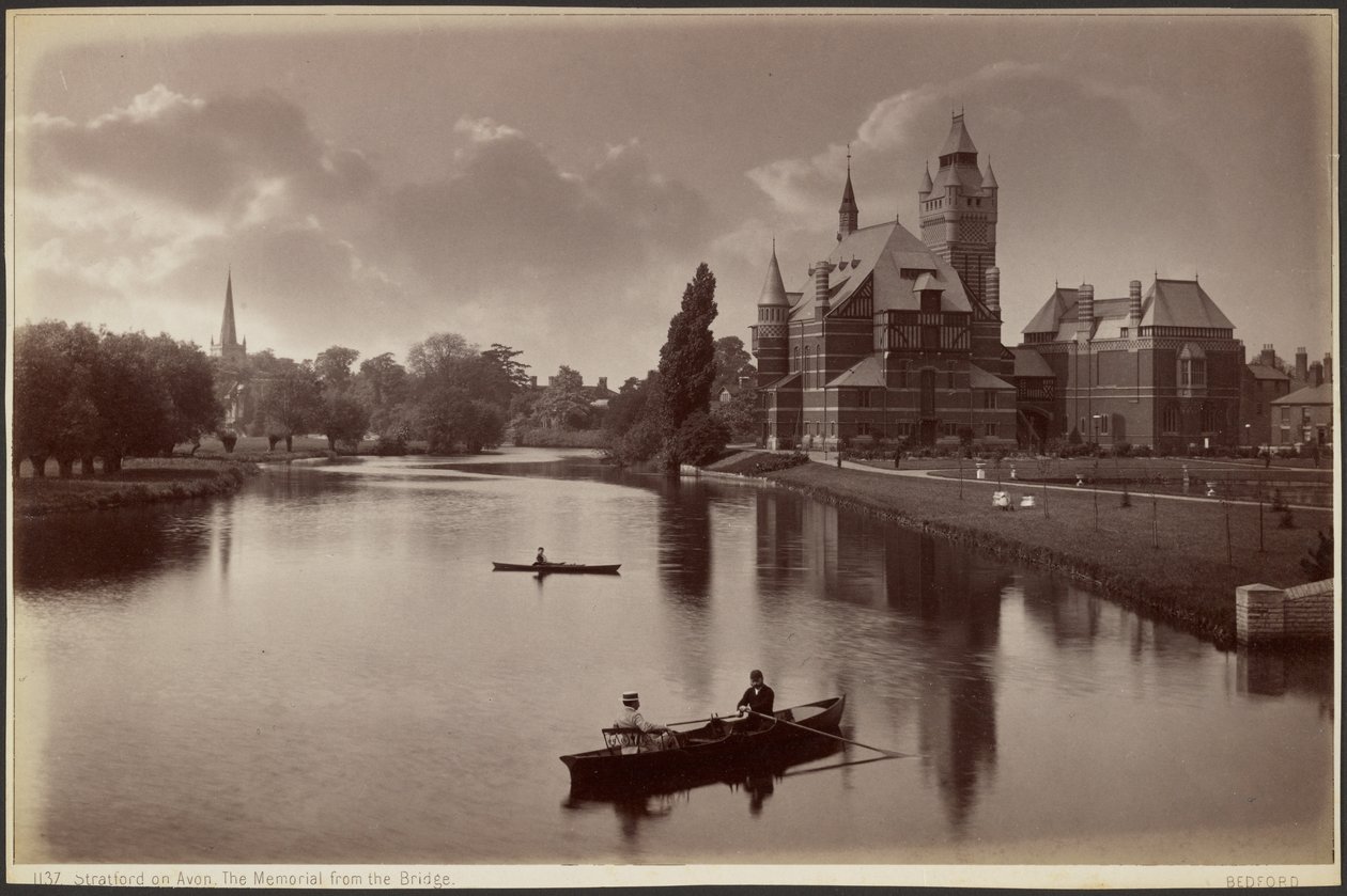 Stratford on Avon. Das Denkmal von der Brücke von Francis Bedford