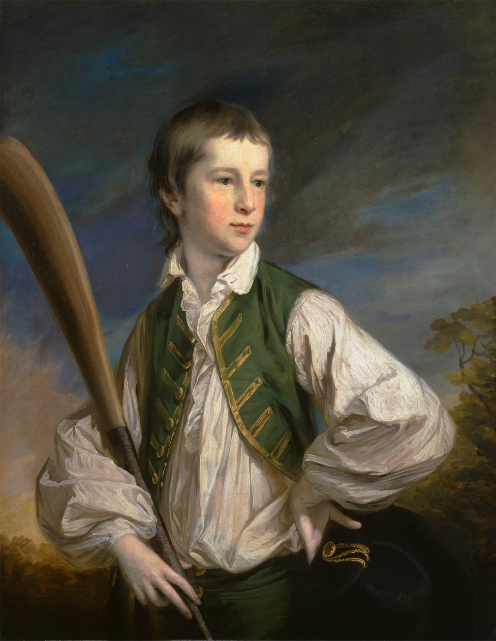 Charles Collyer als Junge, mit einem Kricket-Schläger von Francis Cotes