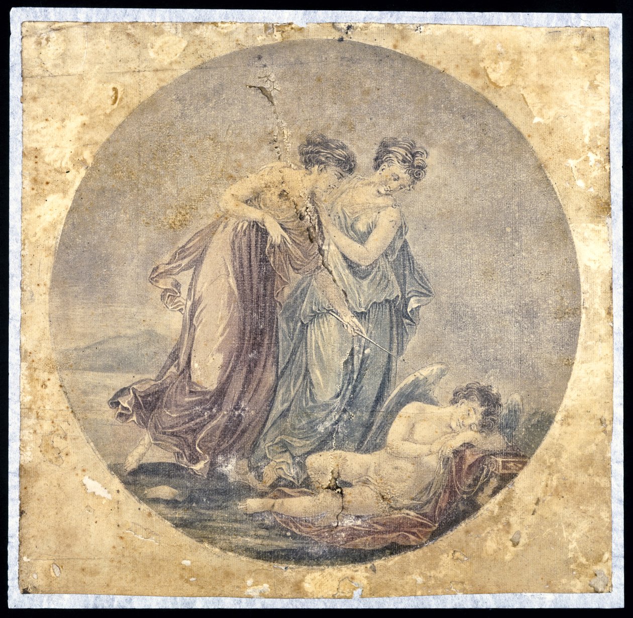 Graces weckt Amor, nach einem Gemälde von Benjamin West, 1778-81 von Francis Eginton