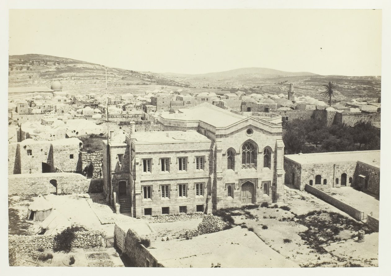 Die neue englische Kirche vom Turm des Hippikus, Jerusalem, 1857 von Francis Frith