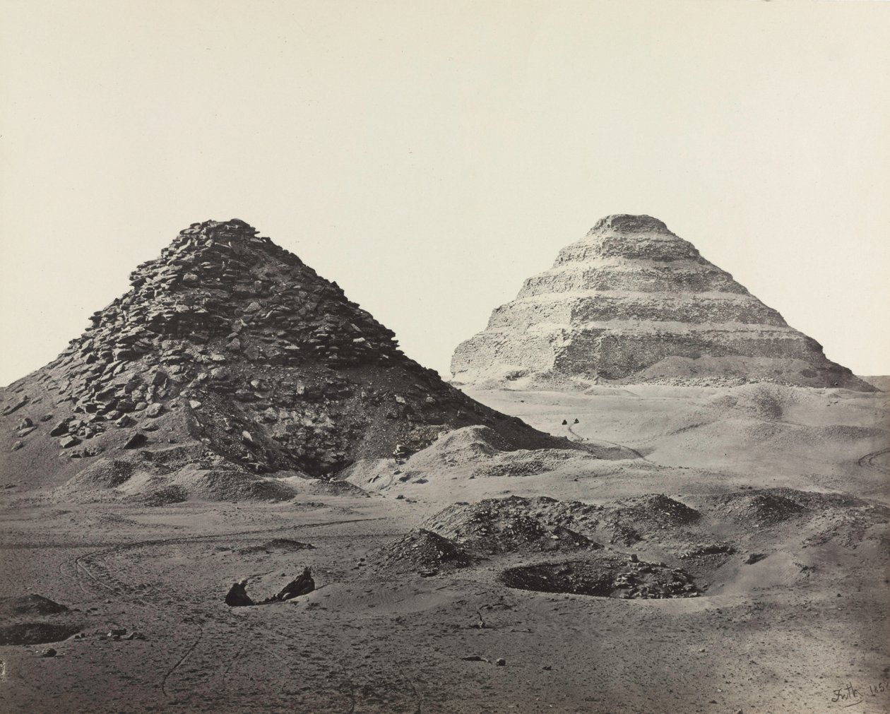 Die Pyramiden von Saqqara, von Nordosten, 1858 von Francis Frith