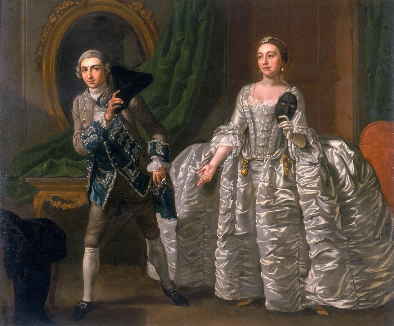 David Garrick und Hannah Pritchard in einer Szene aus Der misstrauische Ehemann, 1752 von Francis Hayman