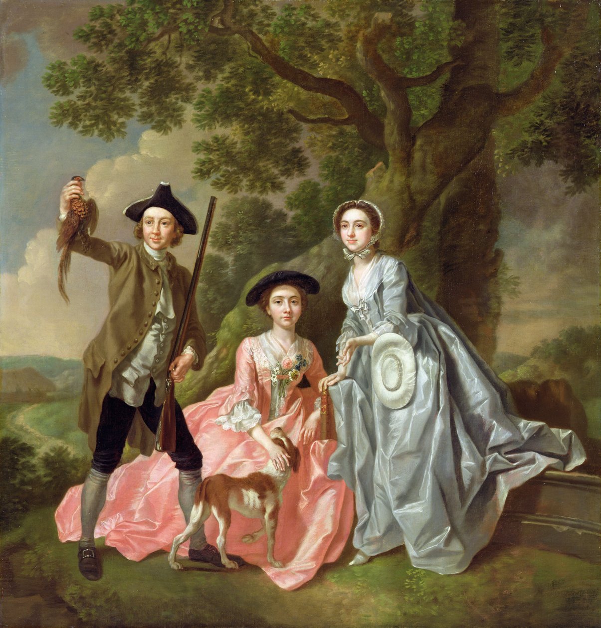George Rogers mit seiner Frau Margaret und seiner Schwester Margaret Rogers, ca. 1748-50 von Francis Hayman