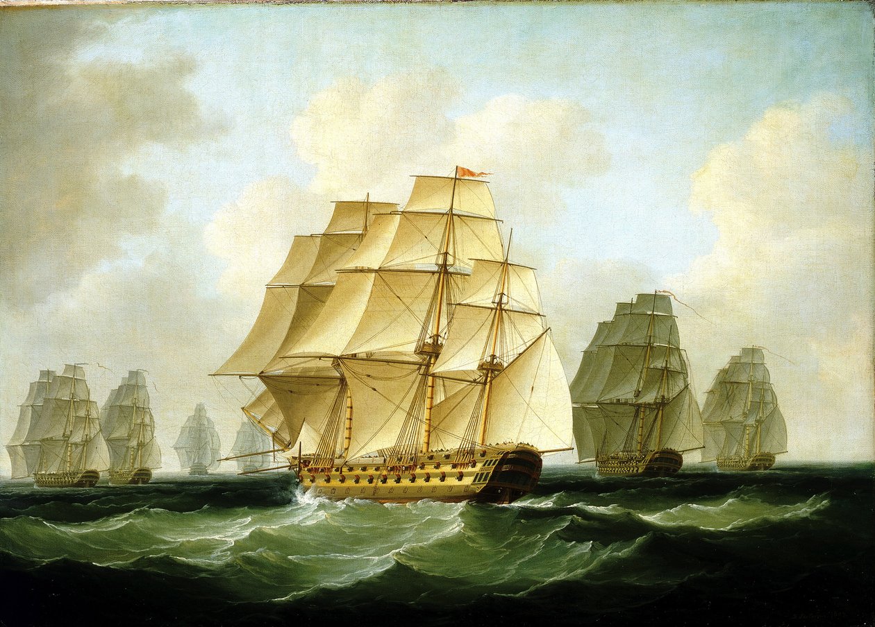 Episoden der Napoleonischen Kriege (1803-1815): Die Verfolgungen unter der Führung von Richard Strachan, vor Kap Ortegal (Spanien), 4. November von Francis Sartorius